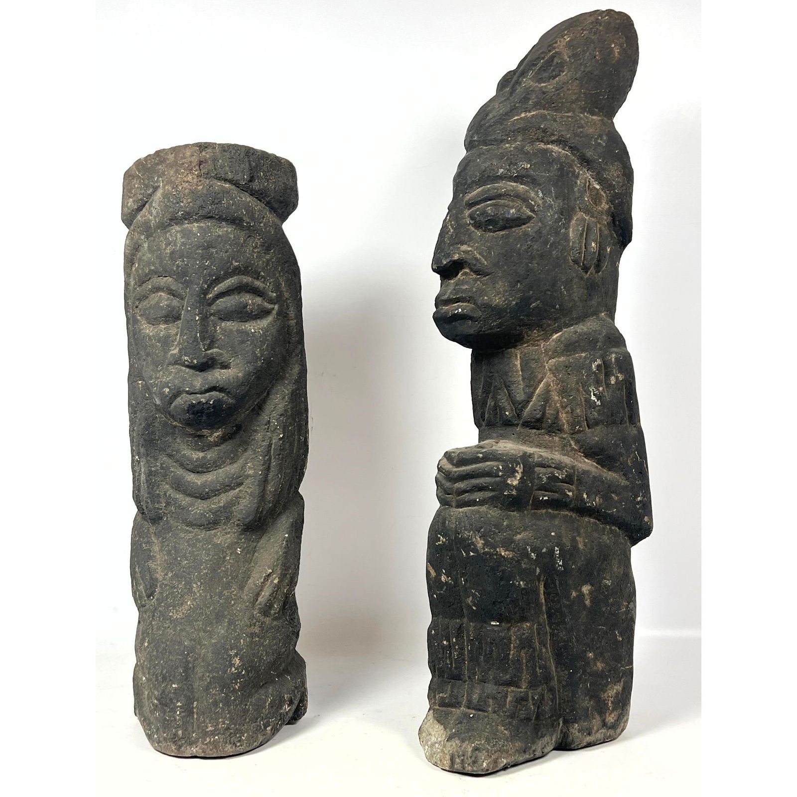 2pc Early Polynesian Stone Head Carvings. (1 of 10)