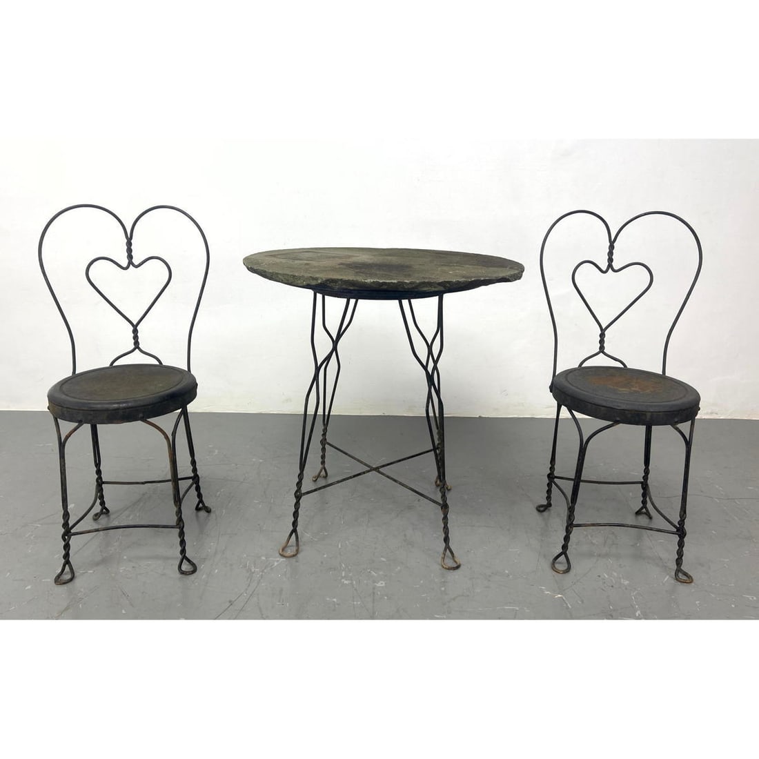 Hairpin Cafe Dinette Set.  Slate top table and 2 chairs. (1 of 17)