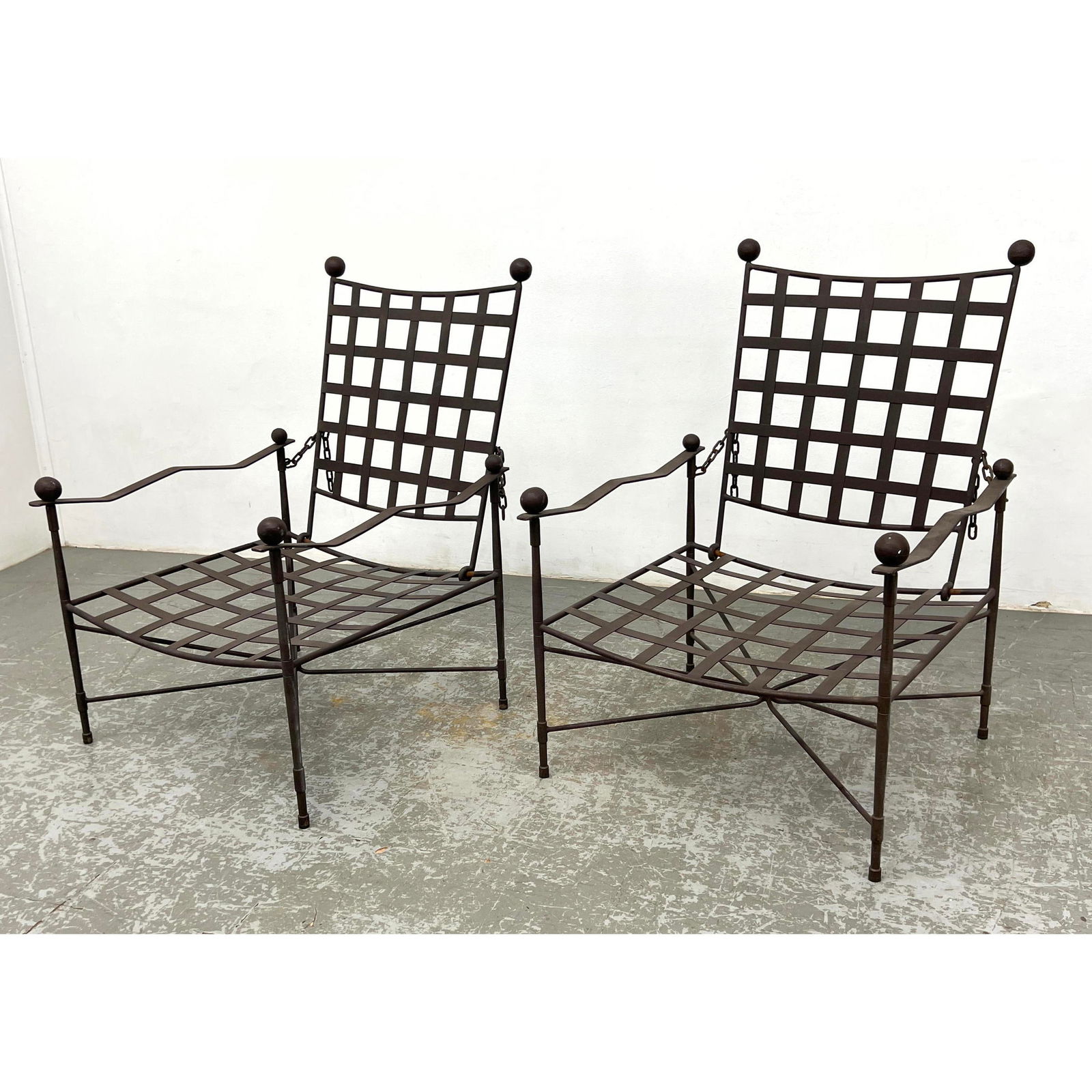 Pair  Mario Papperzini Amalfi  for Janus et Cie Adjustable Chain Back Lounge Chairs, Marked on Base. (1 of 9)