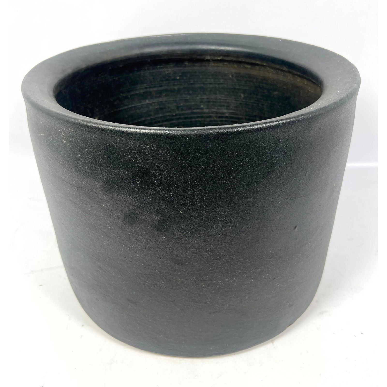 Mid Century Modern  Black Glazed Ceramic Planter. (1 of 9)