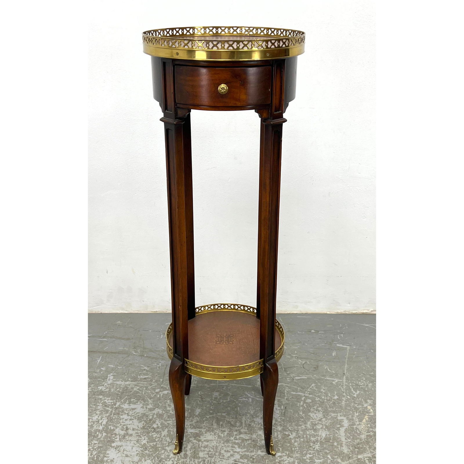 Brass Gallery trim Single Drawer Stand. Table. (1 of 12)