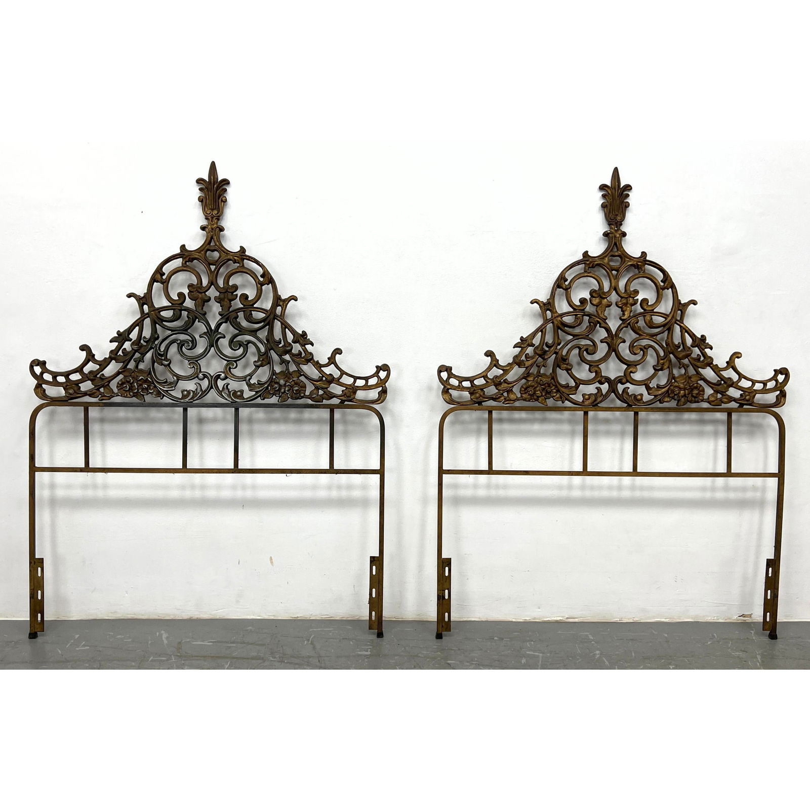 Pair Fancy Iron Twin Headboards. (1 of 10)