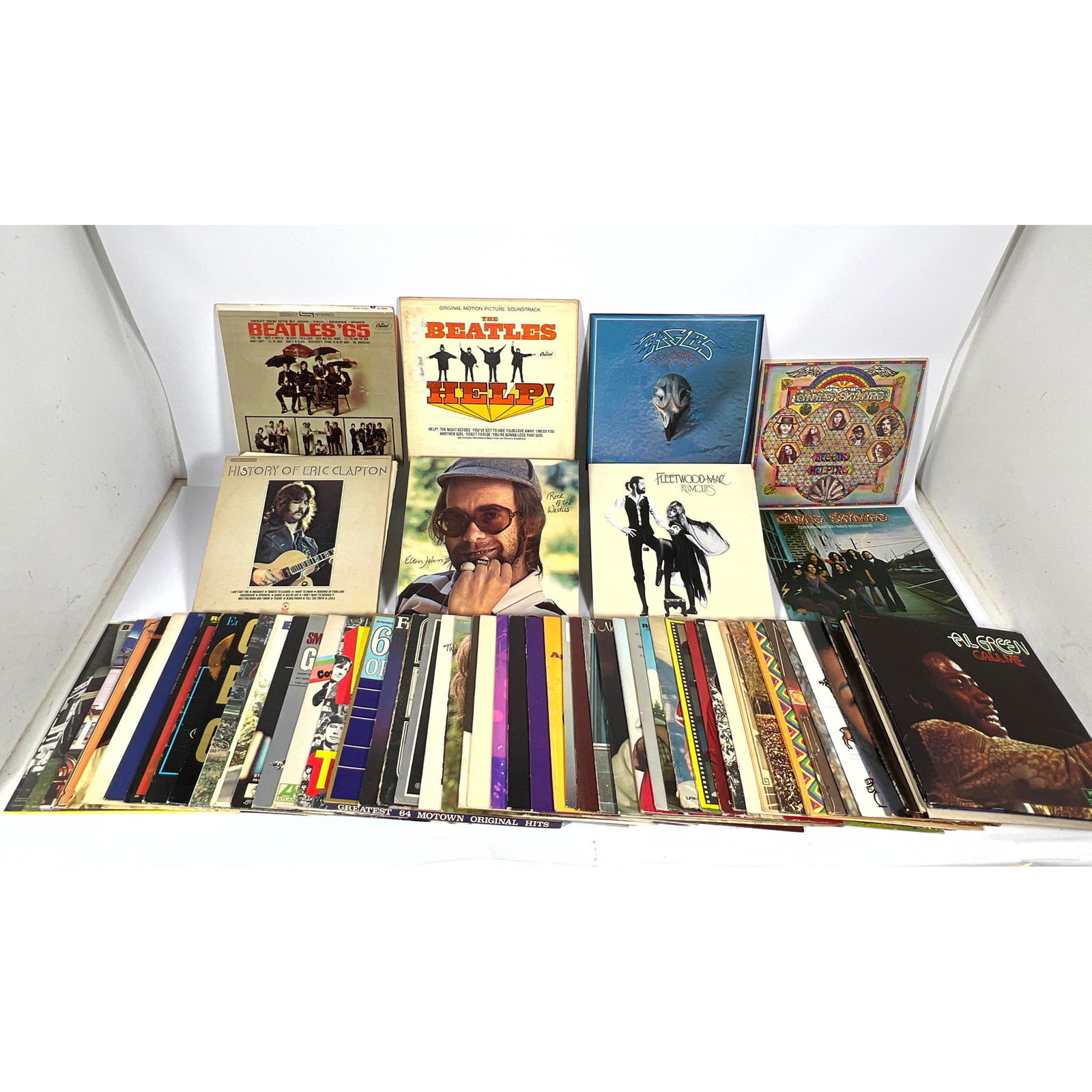 70+ vinyl records mix of rock, blues, jazz, country, pop. Neil diamond art book, and some 45s as wel (1 of 13)