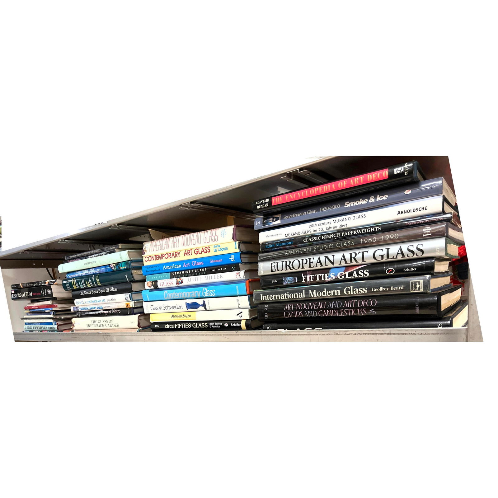 Lot of 40+ art glass books and other mixed media.  Contemporary Glass, Frederick Carder, Kosta Boda, (1 of 14)