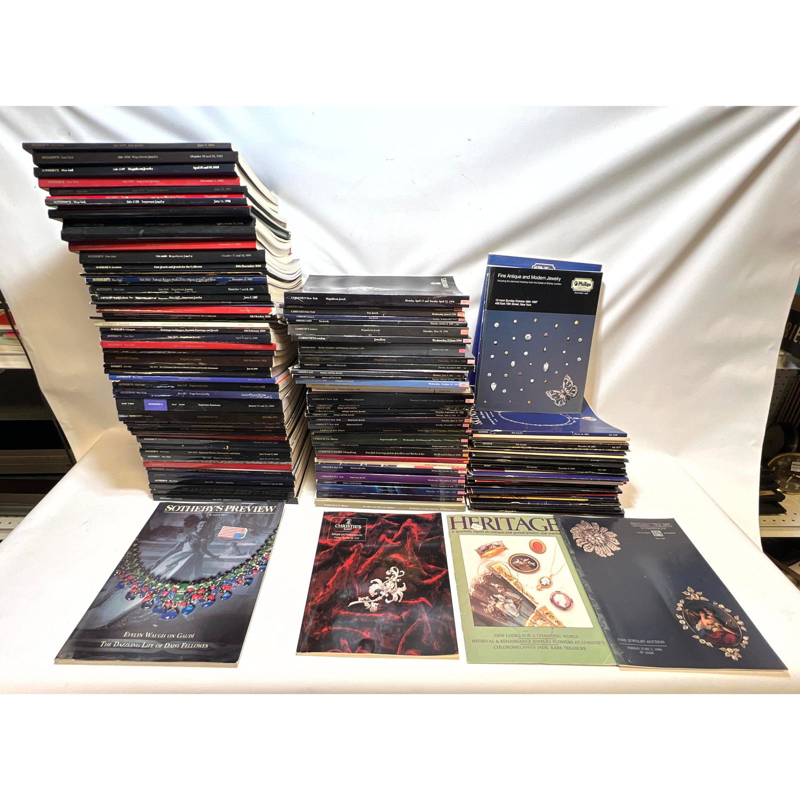 100+ auction catalogs. Christie's, Sotheby's, Skinner + more mostly 90s: 100+ auction catalogs. Christie's, Sotheby's, Skinner + more mostly 90s Dimensions: Height: 0 inches, Width: inches. --- US Packing and Shipping charge: In house shipping available. Will be calculated