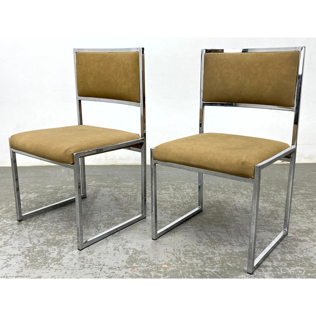 Pair Willy Rizzo Side Chairs. Chrome frames. (1 of 9)