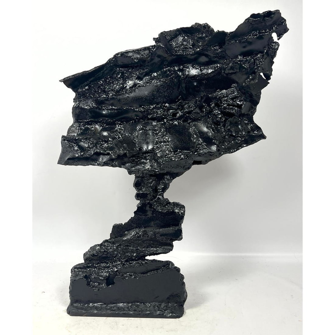 Heavy Iron Brutalist Welded Abstract Modern Sculpture. Painted black. Unsigned. (1 of 11)