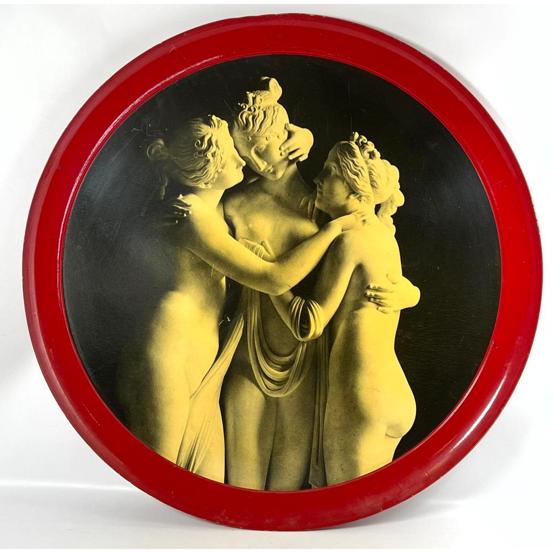 Vintage Italian Neoclassical Piero Fornasetti Style Large Wall Medallion. Silk Screened image of The (1 of 11)