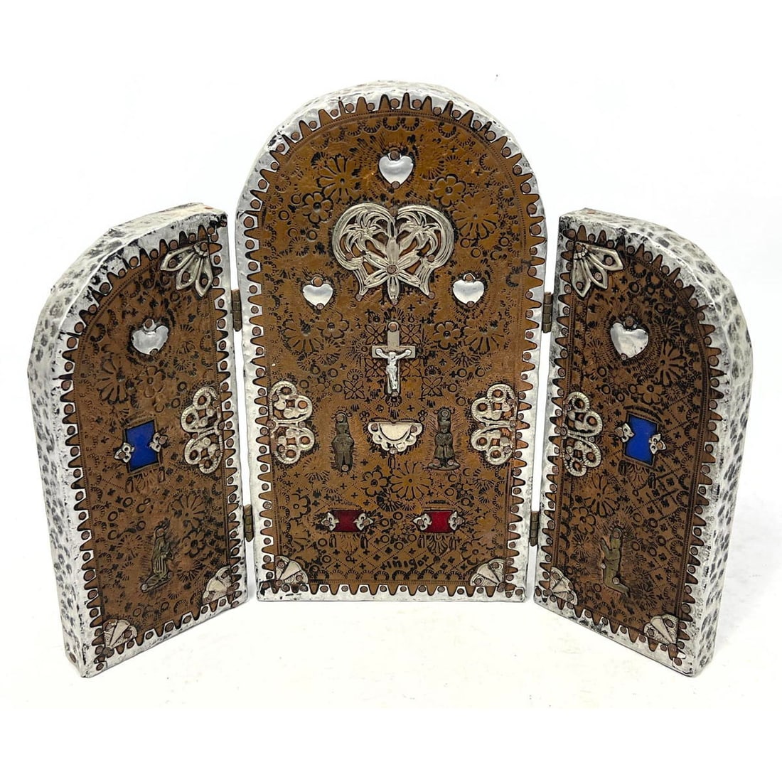 Carlos Inigo Robles Metal art. Folk art 3 part folding table screen. (1 of 10)