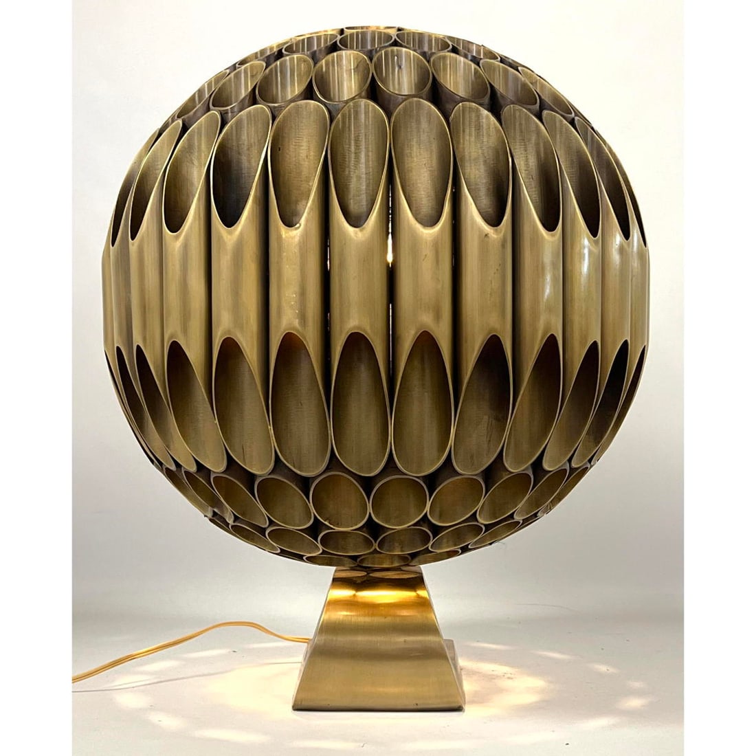 Solid Heavy Ball Table Lamp. in the style of Michel Armand Ruche lamp. Sliced brass Tubes. Very heav (1 of 14)