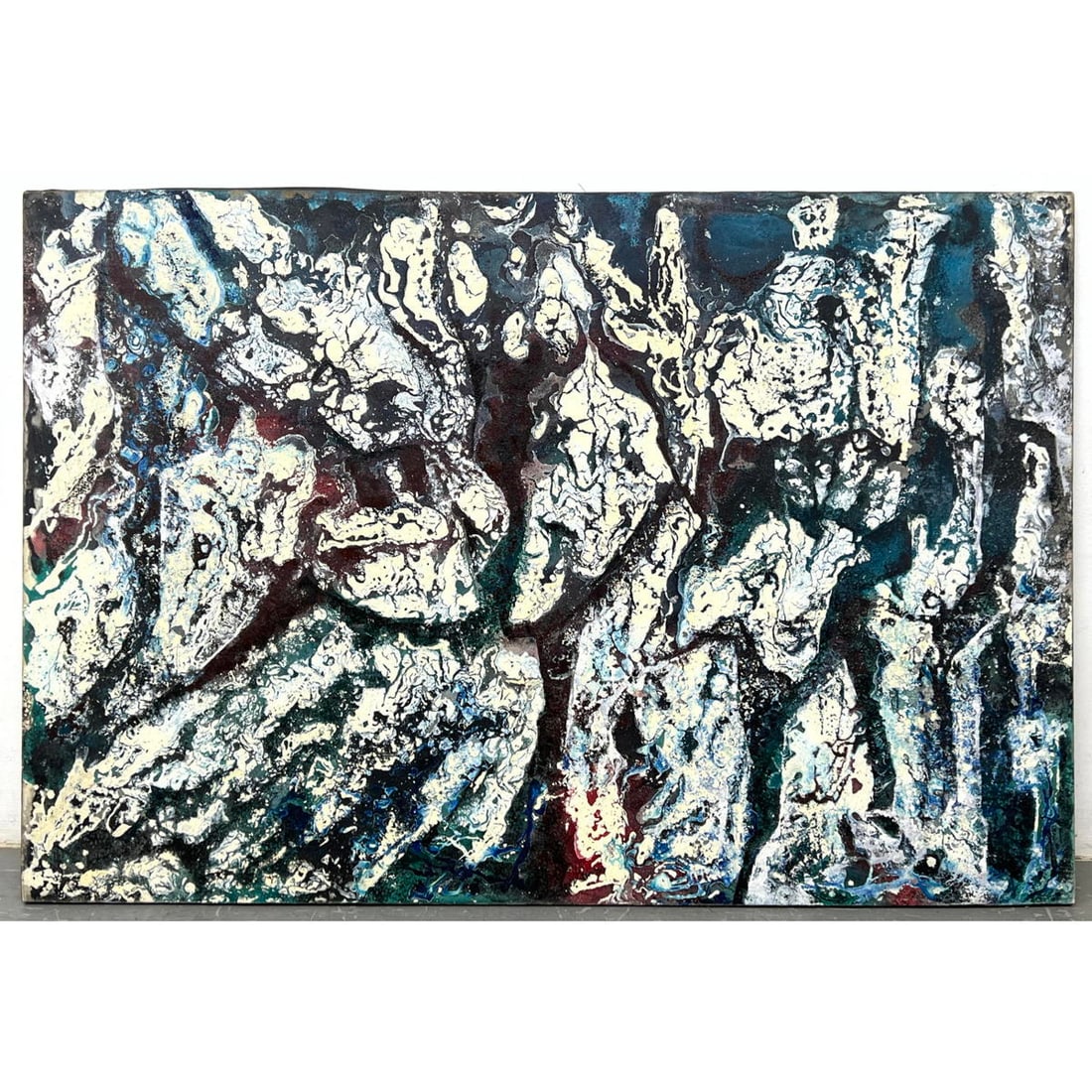 Large Smythe Abstract Modern Painting on Canvas. (1 of 9)