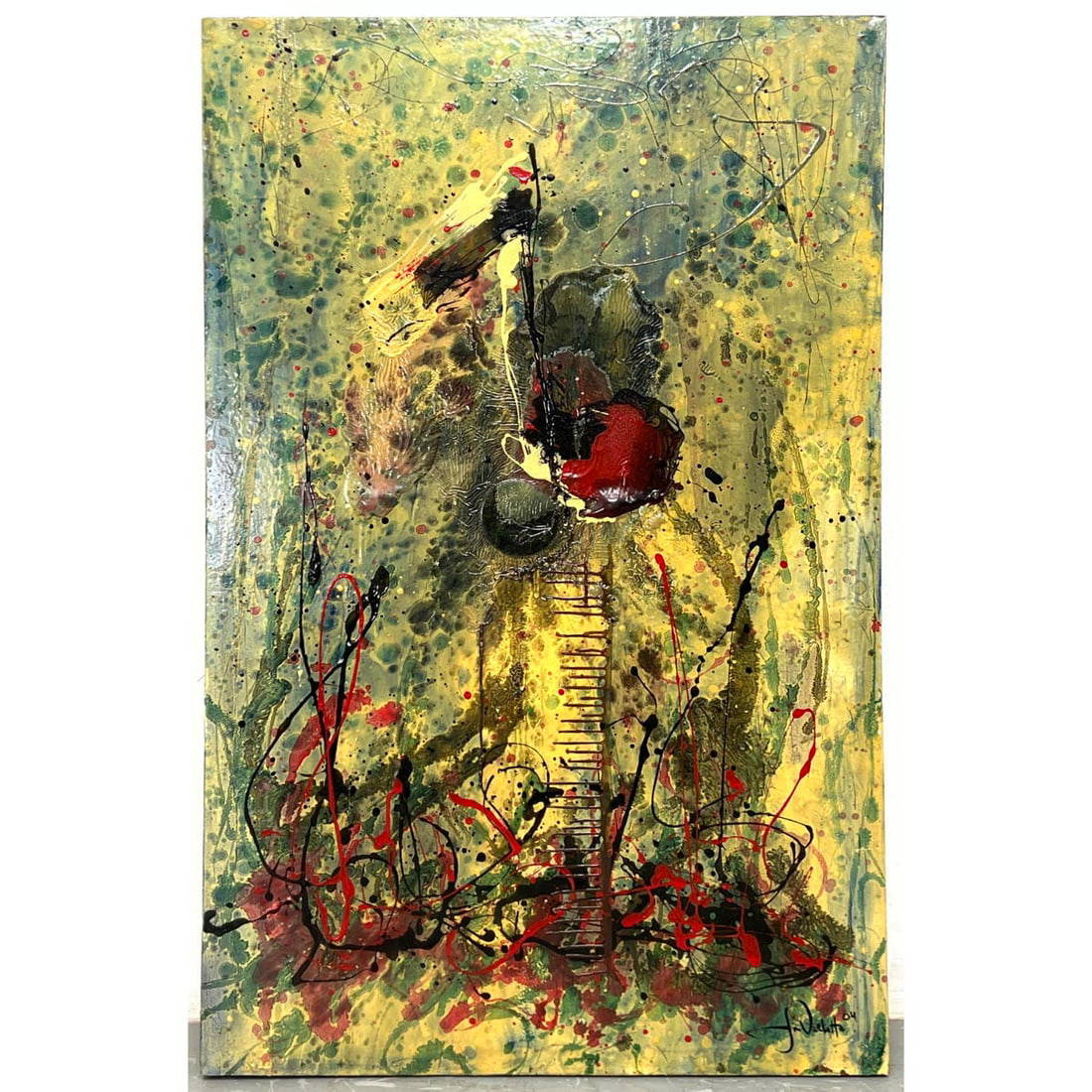 Jim Varketta Abstract Oil Painting On Canvas. Signed. Dated 04 Auction