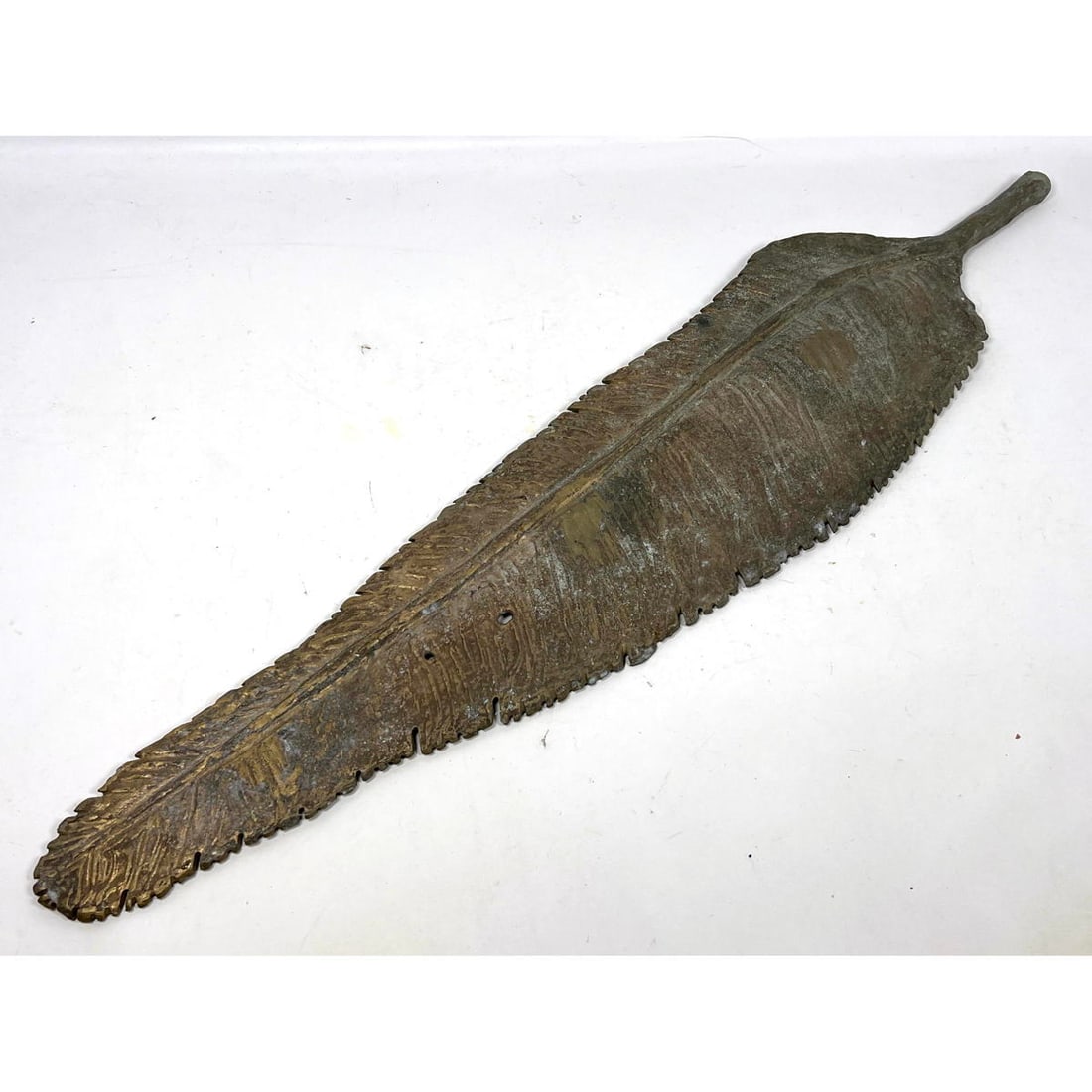 Large Vintage solid brass feather wall sculpture (1 of 9)