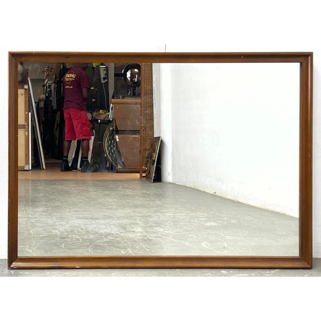 Mid Century Modern Wood Framed Mirror. June 1964 GALAX Stamp. (1 of 7)