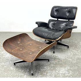 EAMES for Herman Miller Rosewood 670 lounge and ottoman. Black leather. Signed with Herman miller pl (1 of 14)