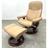 2pc EKORNES Stressless Leather Lounge Chair, Ottoman. Reclining Chair. Sweden
