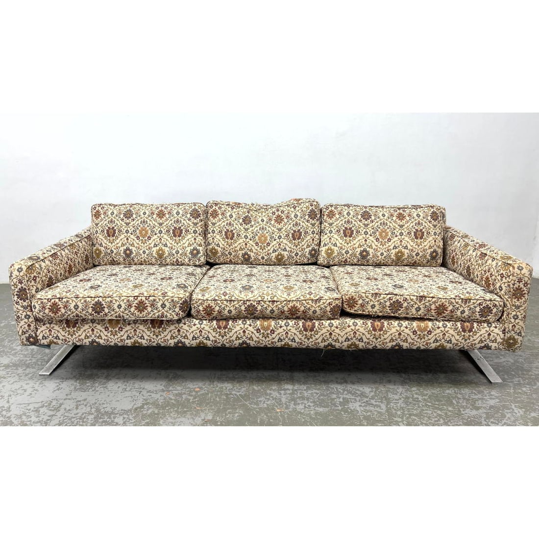 Modernist Kjaerholm style sofa. Stainless steel legs. Vintage. Unmarked. (1 of 11)