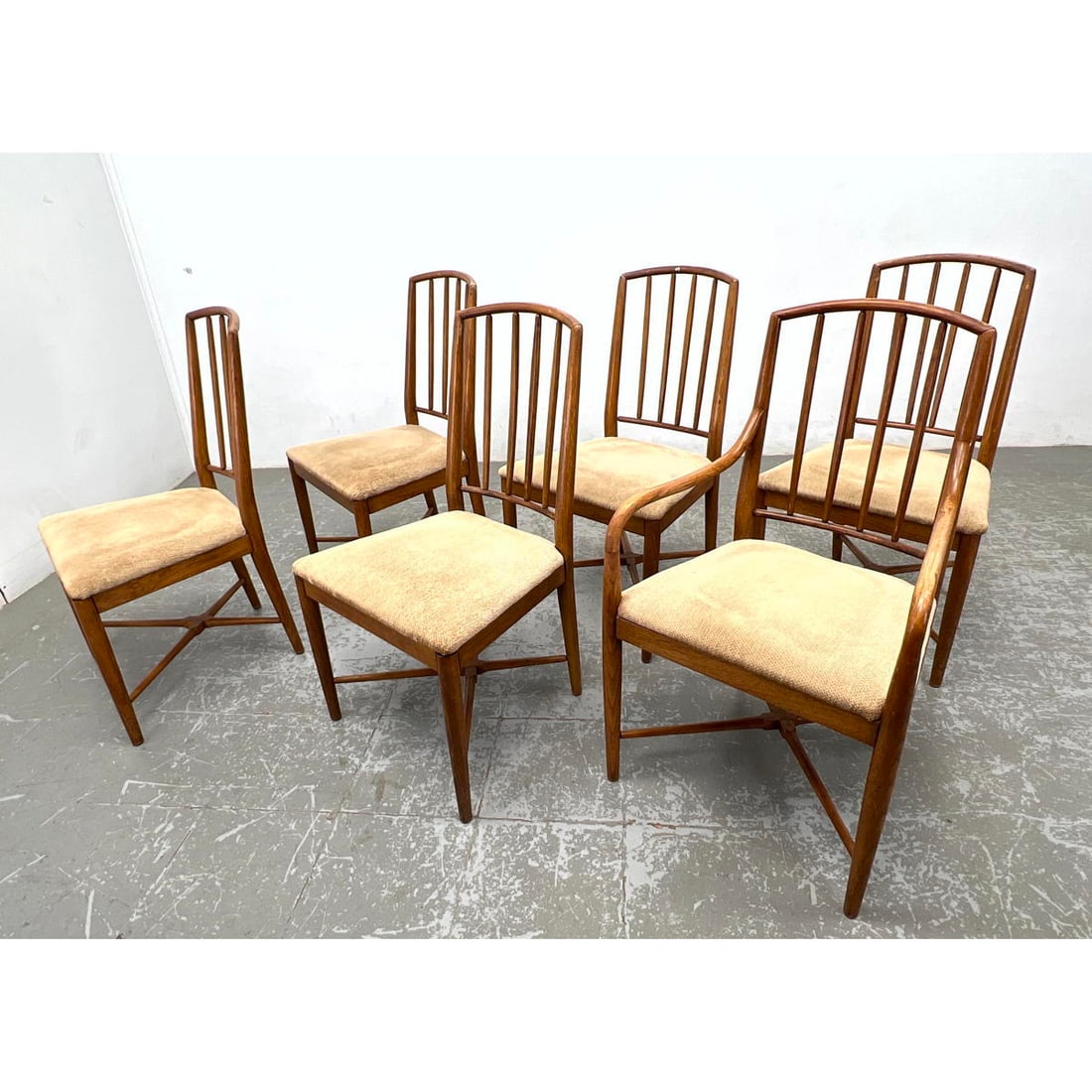 Set 6 Mid Century Modern Dining Chairs. x Base stretchers. (1 of 15)