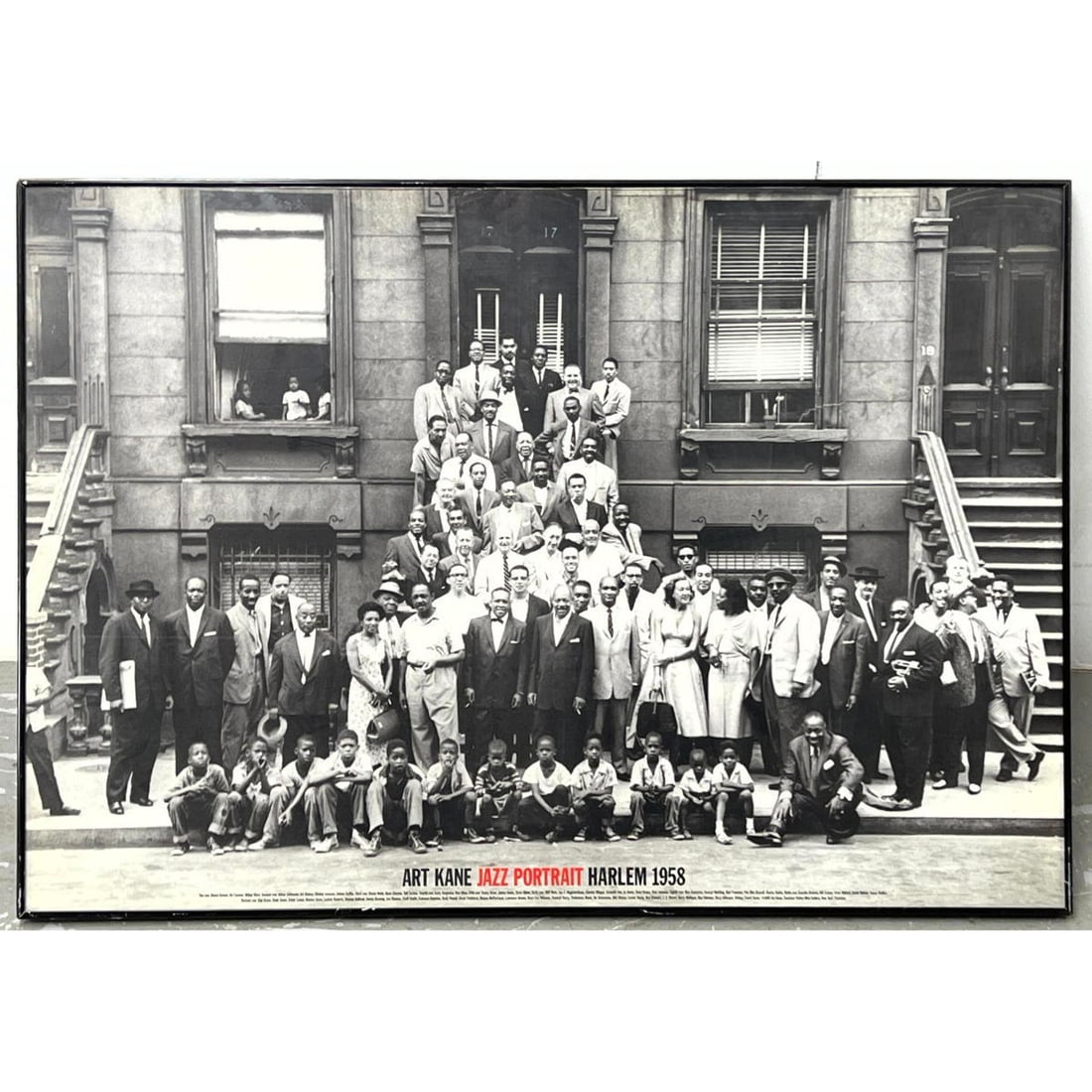 Art Kane Jazz Portrait Harlem 1958 Poster.: Art Kane Jazz Portrait Harlem 1958 Poster. Dimensions: Height: 24.5 inches, Width: 35.5 inches. --- - We offer curbside delivery for most items to NYC, Manhattan, Close Brooklyn, Hoboken about a week