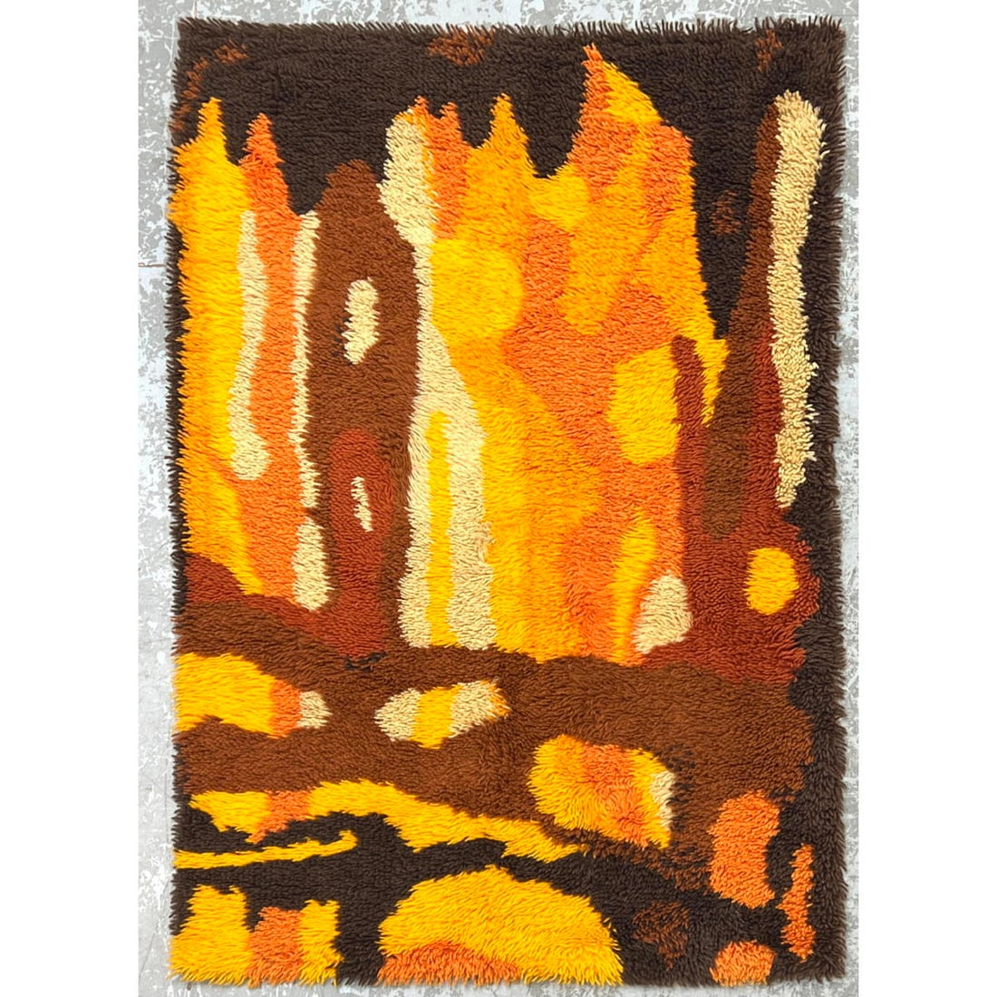 5'1 X 3'3 Abstract Danish Rya rug. Shag carpet. (1 of 5)