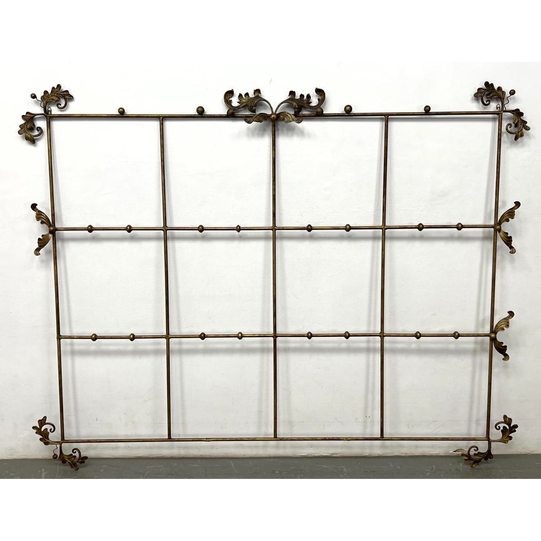 Metal Decorative Wall Hanging. Grid Pattern with Foliate Accents and Trims (1 of 8)