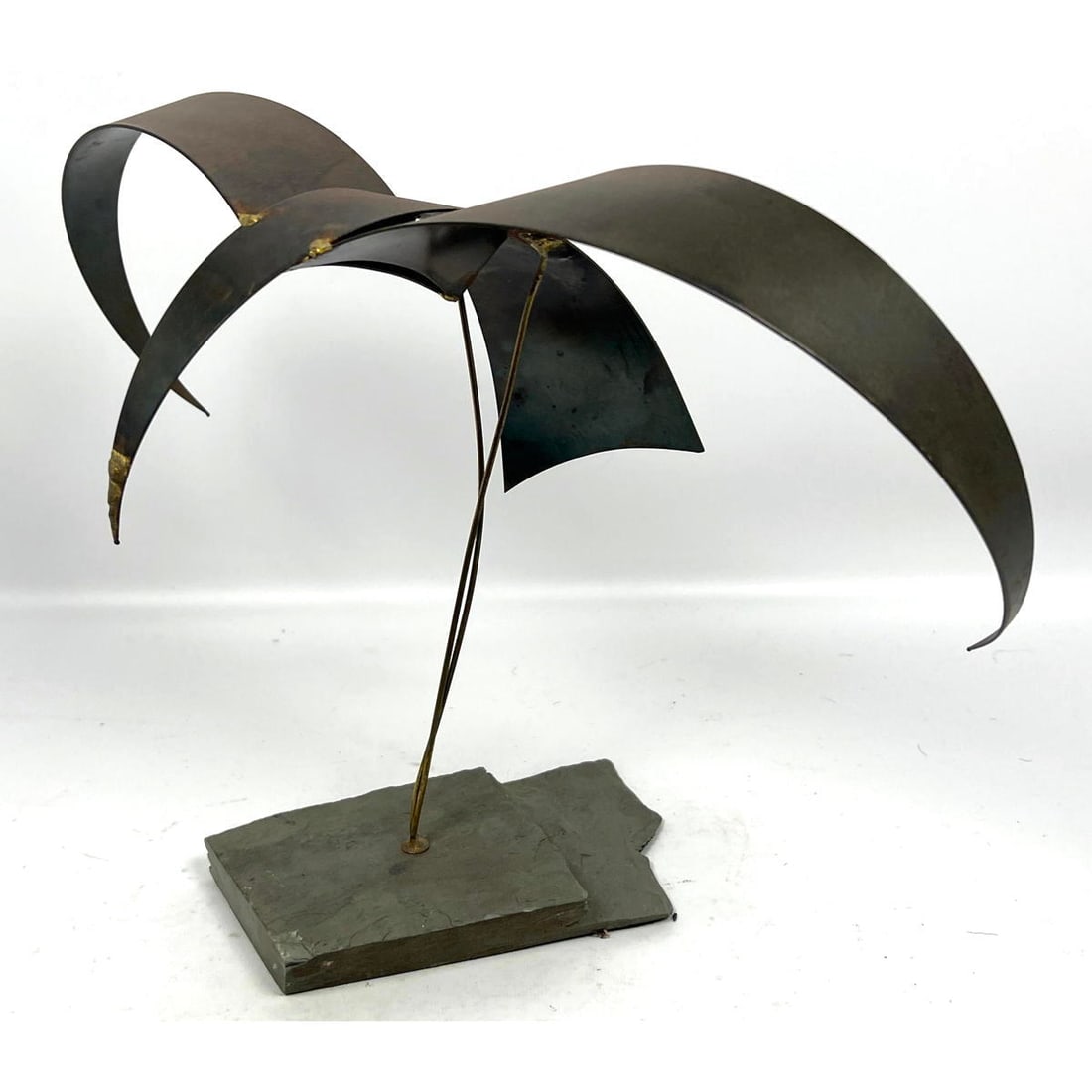 BAISUCK Abstract seagull sculpture. On slate base. Signed under wing. (1 of 9)