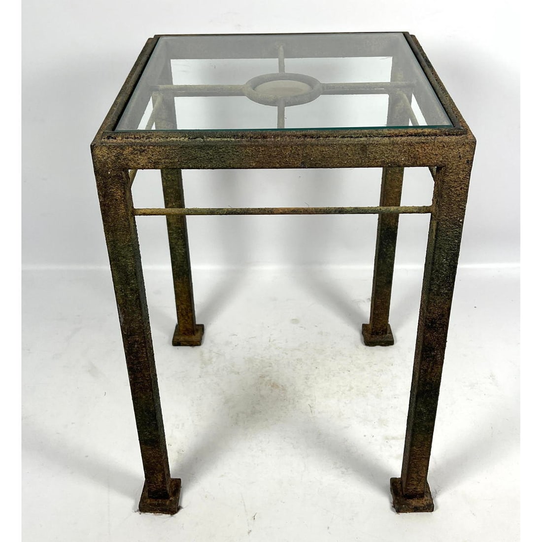 Contemporary Brutalist Style Glass Top Garden Side Table (1 of 8)