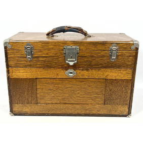 White Oak machinist tool box. Vintage. H GERSTNER and SONS, Ohio. Model 041C: Felt Lined Cabinet and (1 of 13)