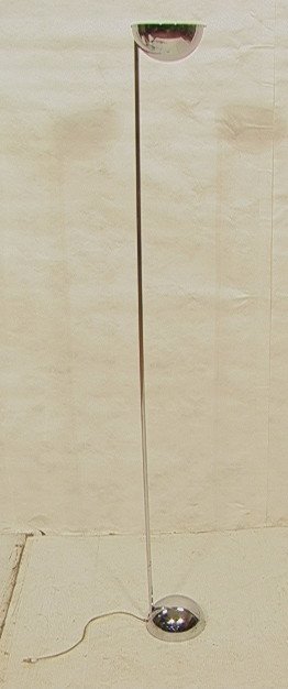 Heavy Chrome Floor Lamp. Half Dome Base with Half: Heavy Chrome Floor Lamp. Half Dome Base with Half Dome Shade. Heavy construction. Not marked.-- Dimensions: H: 69 inches: W: 7 inches: D: 7 inches ---