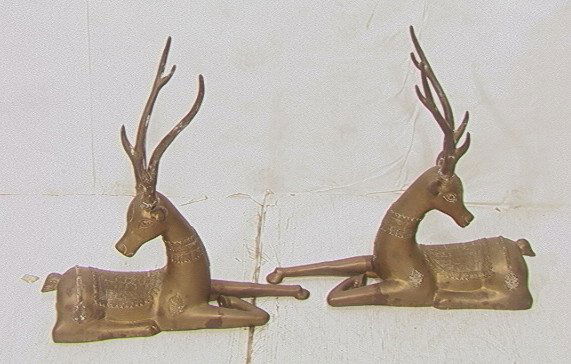 PR Brass Decorative Deer Sculptures. Middle Easte: PR Brass Decorative Deer Sculptures. Middle Eastern design. -- Dimensions: H: 21.5 inches: W: 22 inches: D: 8.5 inches ---
