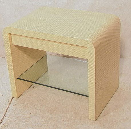 HARRISON VAN HORN Side Table. KARL SPRINGER style: HARRISON VAN HORN Side Table. KARL SPRINGER style. Woven Lacquer design. Side table with one drawer. -- Dimensions: H: 25.5 inches: W: 30 inches: D: 20 inches ---