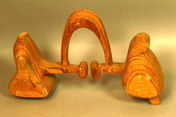 EARL WILKIE Laminated Wood Sculpture. Wilkie expe: EARL WILKIE Laminated Wood Sculpture. Wilkie experimented with carving laminated wood sculptures for a long period of his career. Wilkie was a Philadelphia University City African American Artist. Uns
