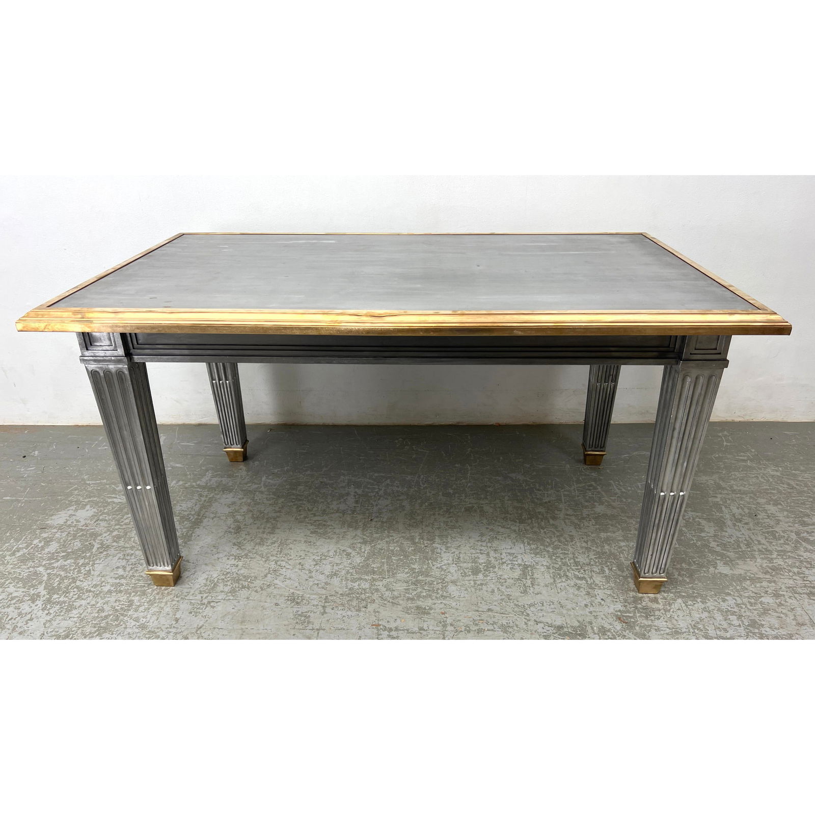 Regency Style Brass and Aluminum Library Table. P.E. Guerin style. (1 of 9)