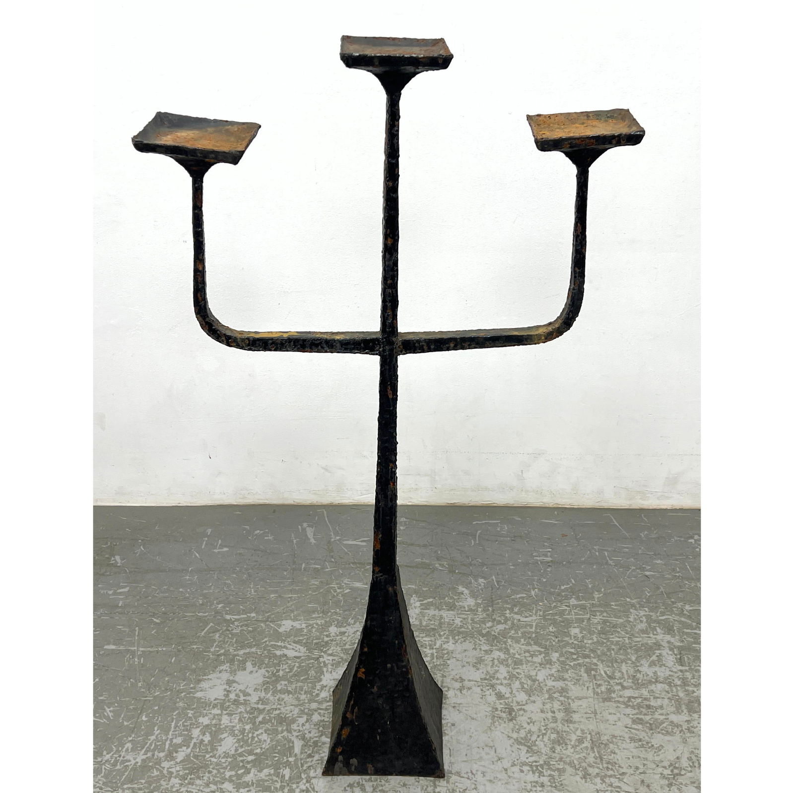 Tall Brutalist welded Iron Candle Stand. (1 of 8)