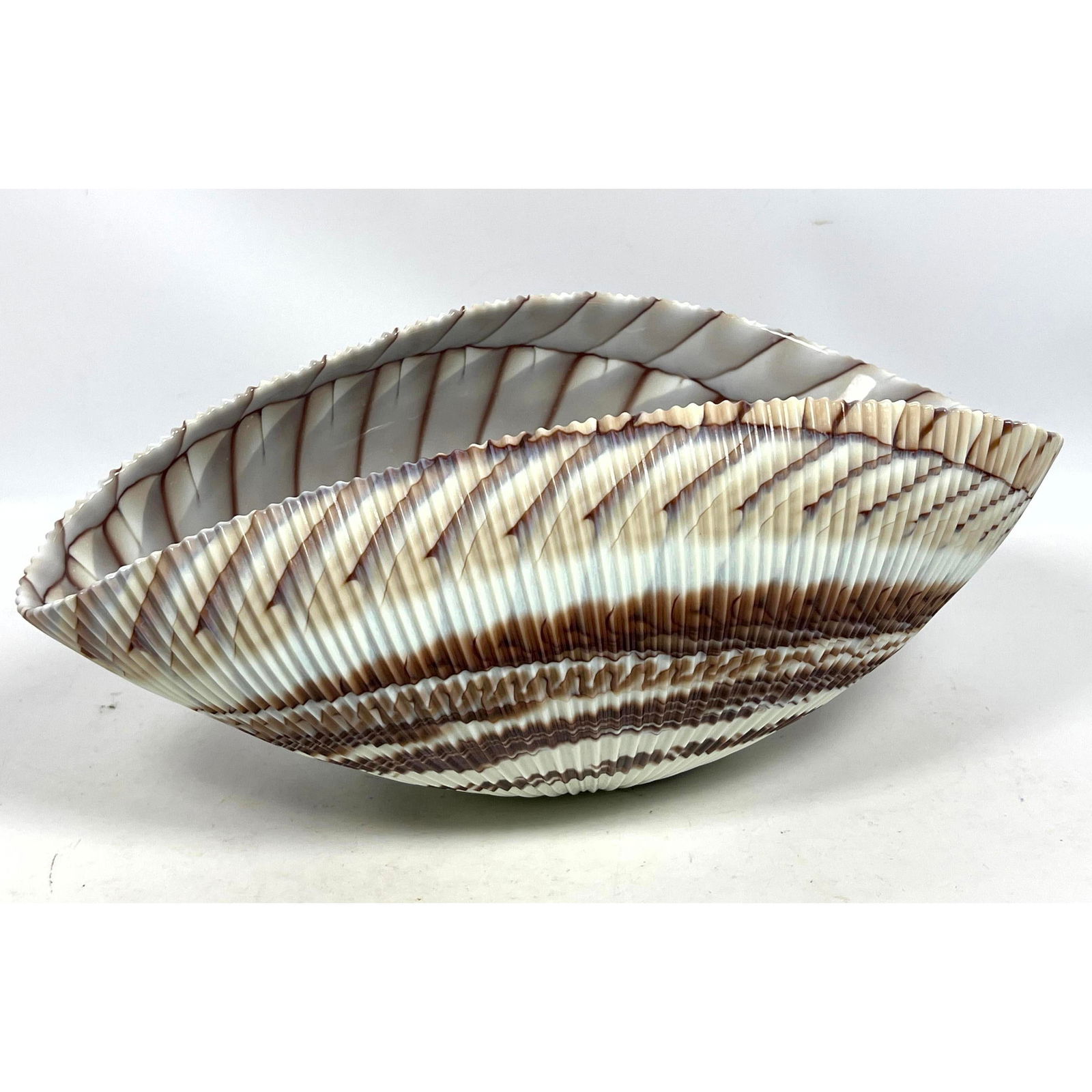 Murano shell form center bowl. Colored glass. Signed with label (1 of 11)