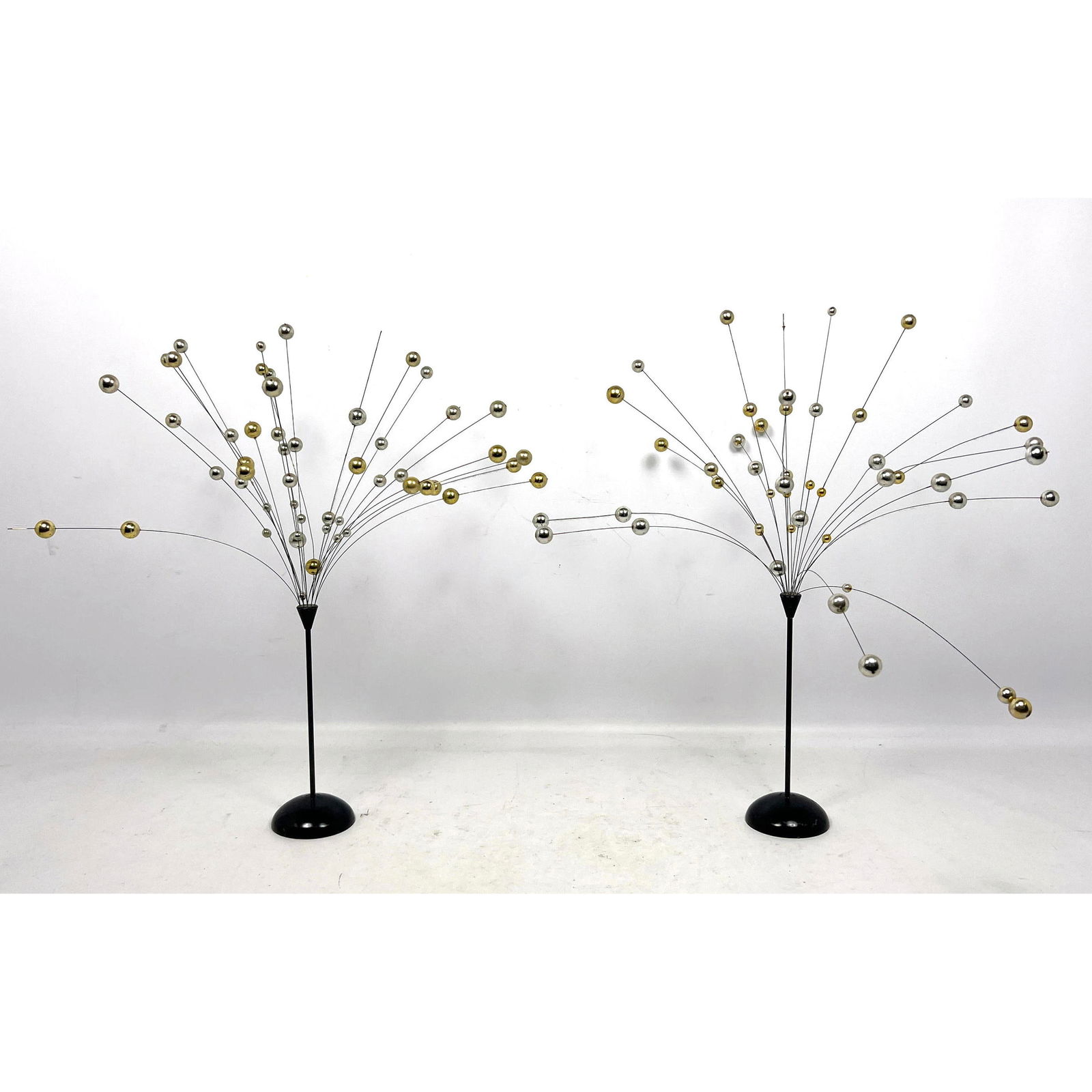 Pair Laurids Lonborg Vintage Kinetic Ball Sculptures. Spray.: Pair Laurids Lonborg Vintage Kinetic Ball Sculptures. Spray. Dimensions: Height: 19 inches, Width: 16 inches, Depth: 16 inches. --- US Packing and Shipping charge: In house shipping available. Will be