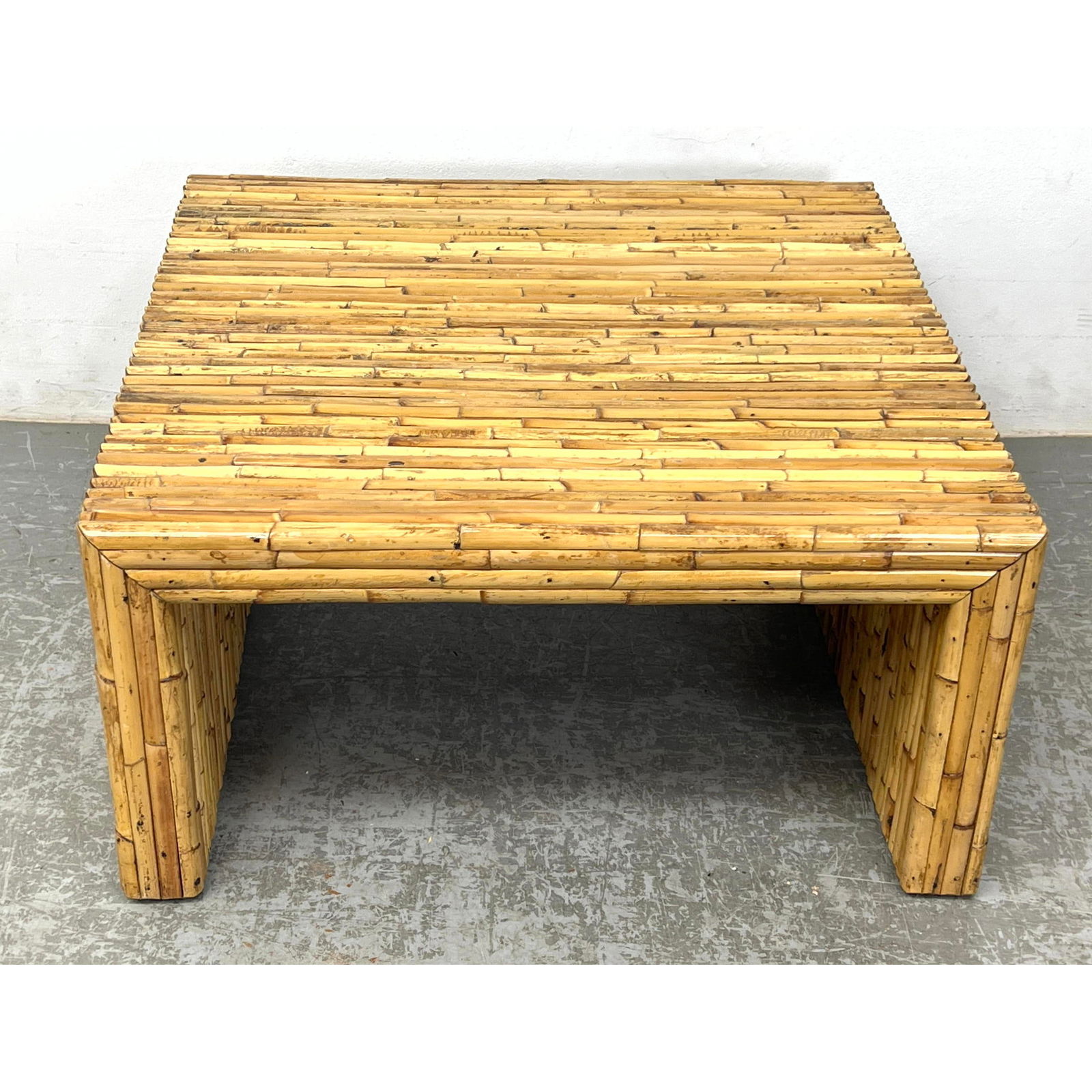 MCM Natural Split Bamboo Square Coffee Cocktail Table. (1 of 9)