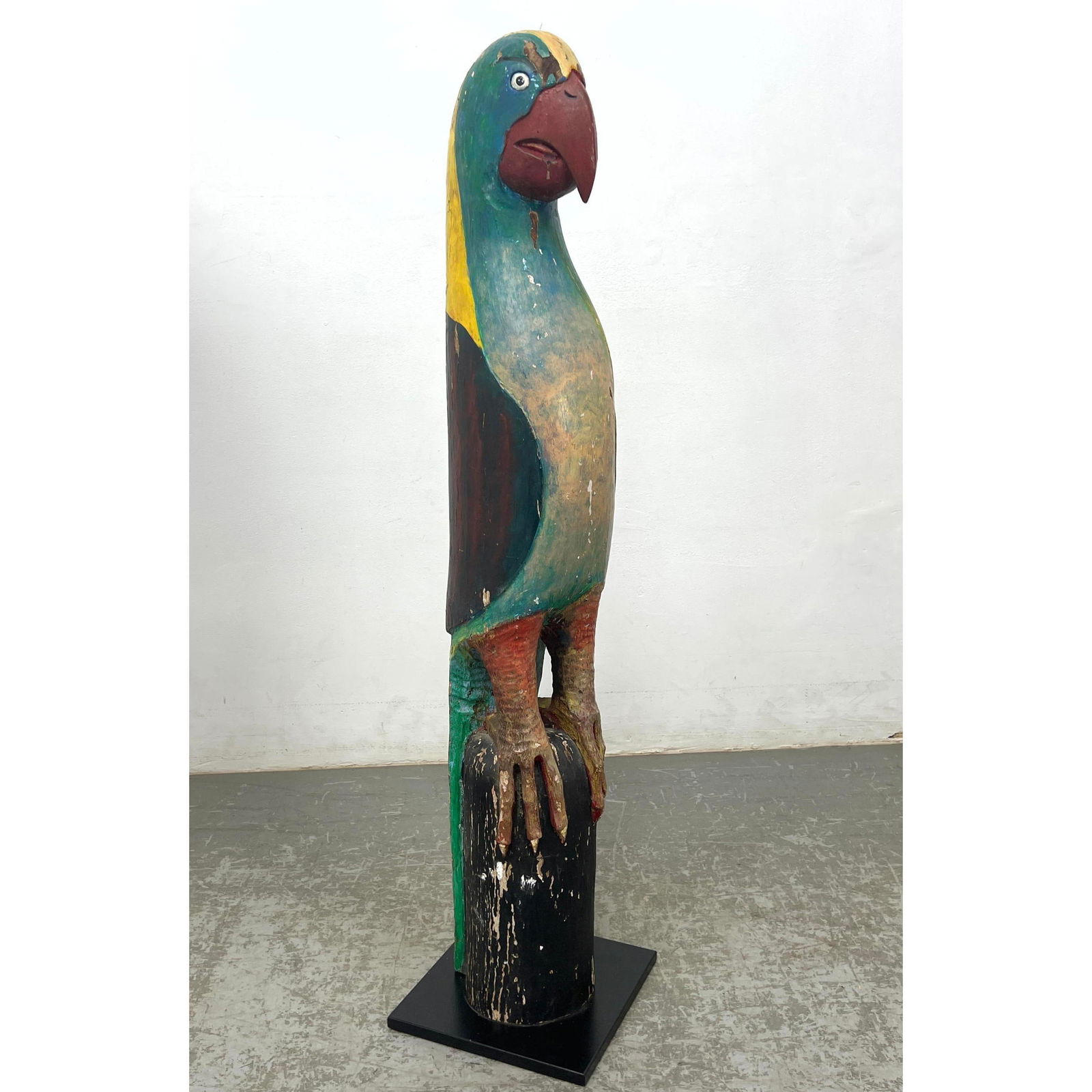 Polychrome Painted Carved Wood Bird Parrot Sculpture. Over 4' Tall (1 of 9)