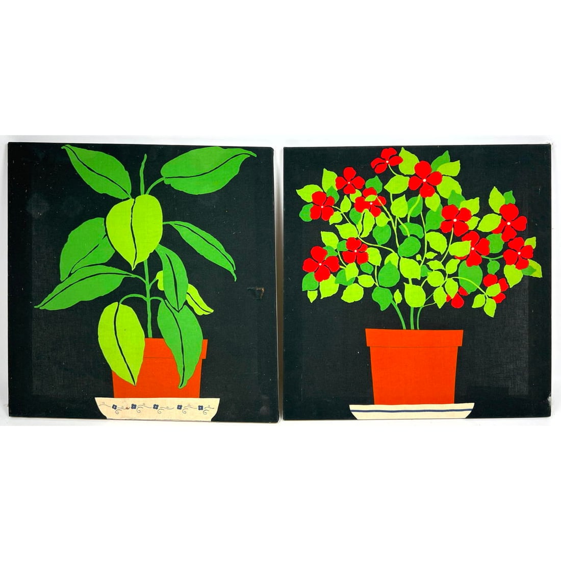 Vintage Mid Century Decorative Wall Panels. Cotton Canvas on Wood Frame (1 of 8)