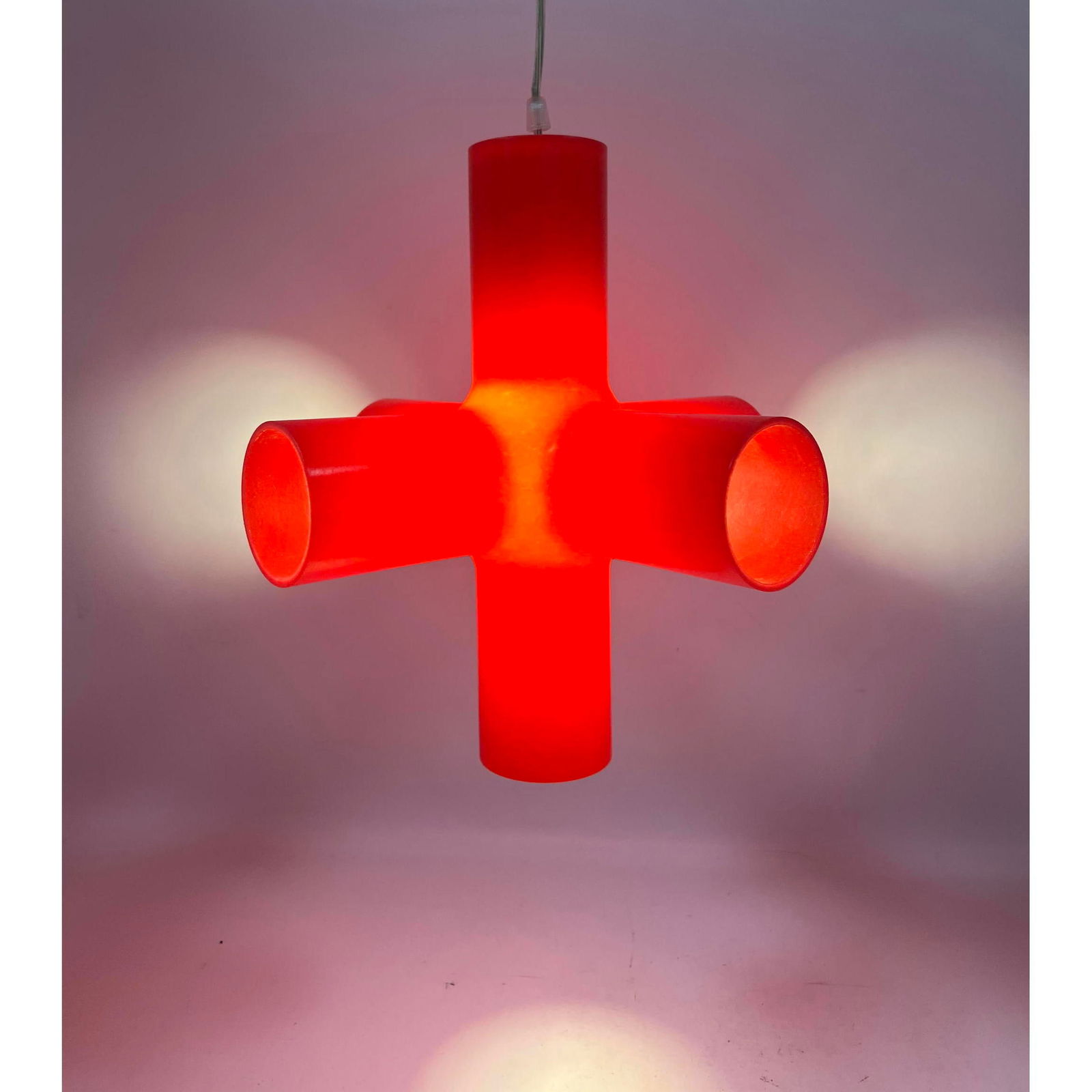 Crosslight Hanging Light. JAN MELIS and BEN OOSTRUM. Modernist Pendant Lighting.: Crosslight Hanging Light. JAN MELIS and BEN OOSTRUM. Modernist Pendant Lighting. Dimensions: Height: 15 inches, Width: 14 inches, Depth: 14 inches. --- - We offer curbside delivery for most items to N