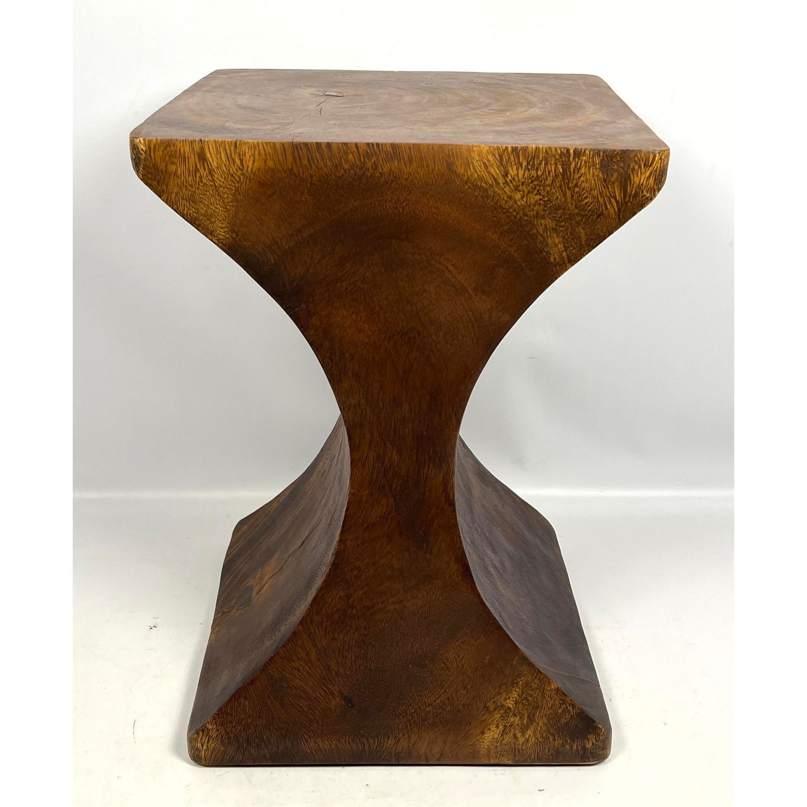 Solid Wood hourglass form side table stool. Contemporary. (1 of 11)