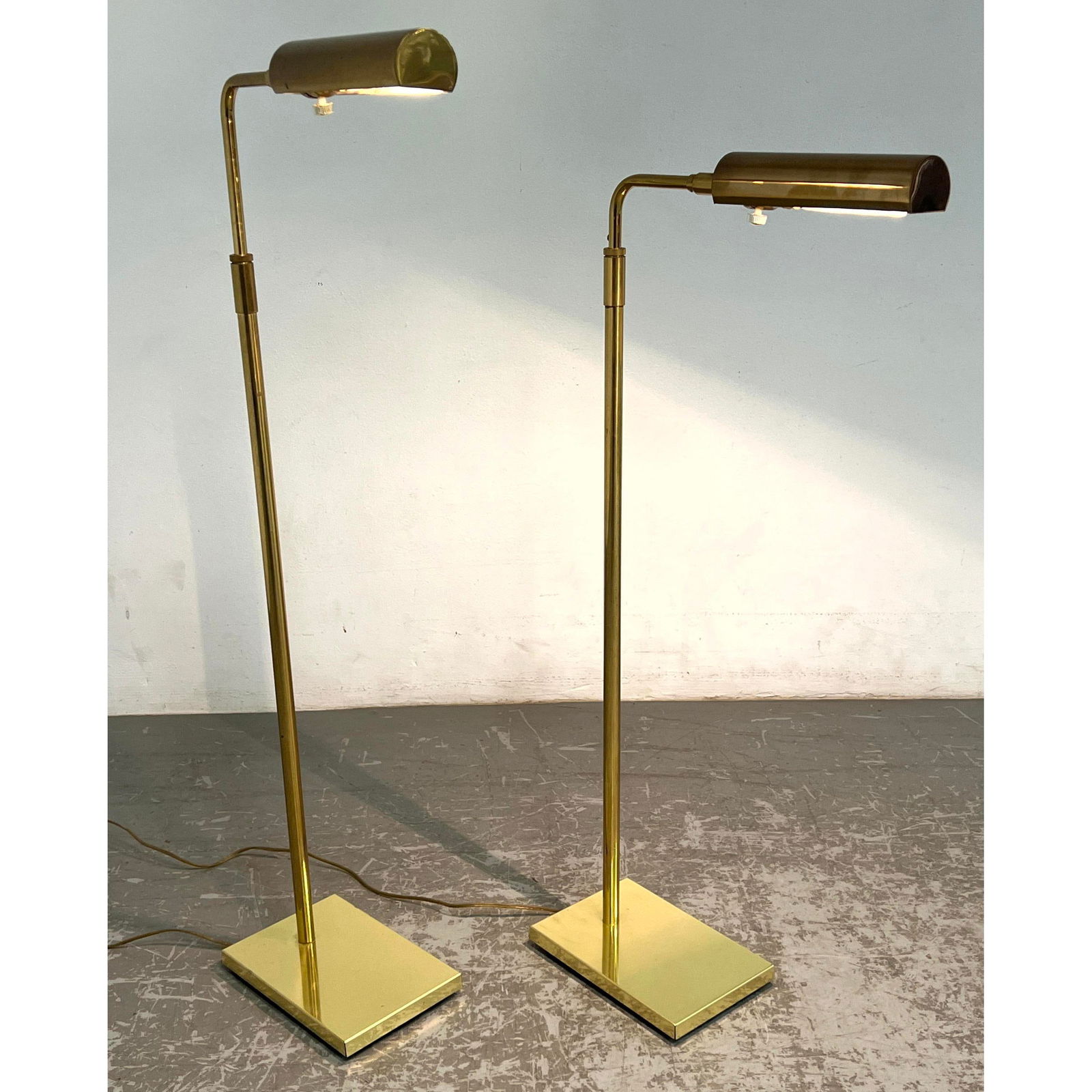 Pair Adjustable Koch and Lowy Brass Floor Lamps. Marked. (1 of 16)