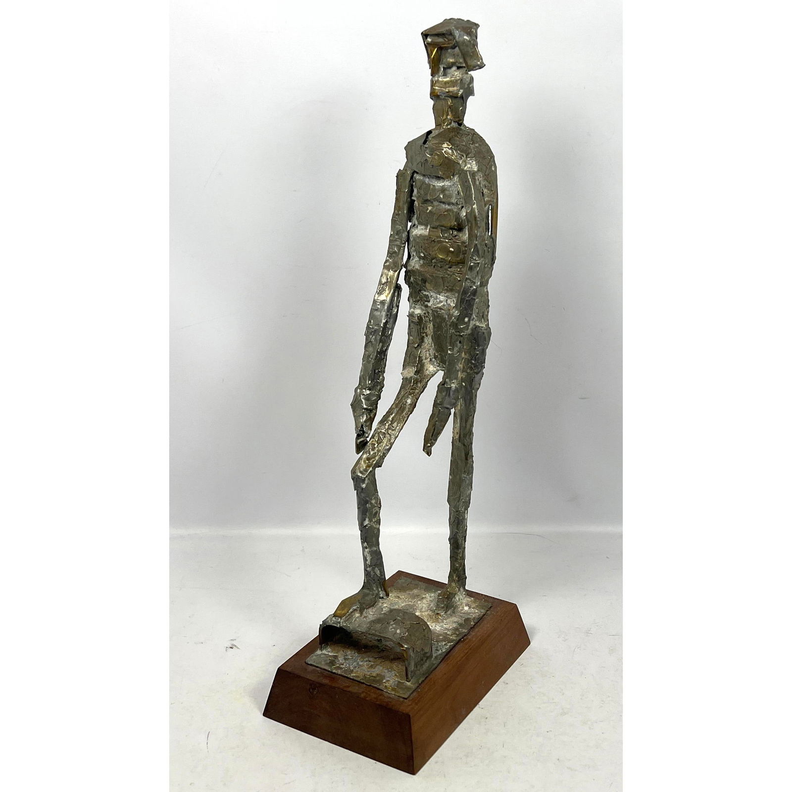 Heavy Welded Brutalist Figural Sculpture. Walking man. (1 of 9)