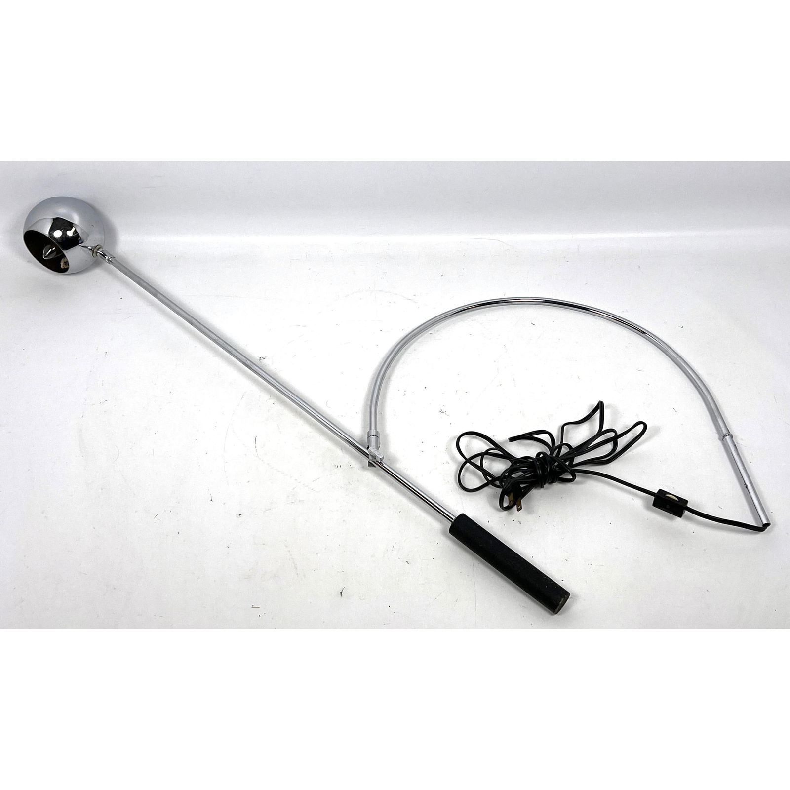 ROBERT SONNEMAN Chrome Wall Sconce Light. 'Orbiter' Swing Arm with Chrome Sphere Shade. (1 of 9)