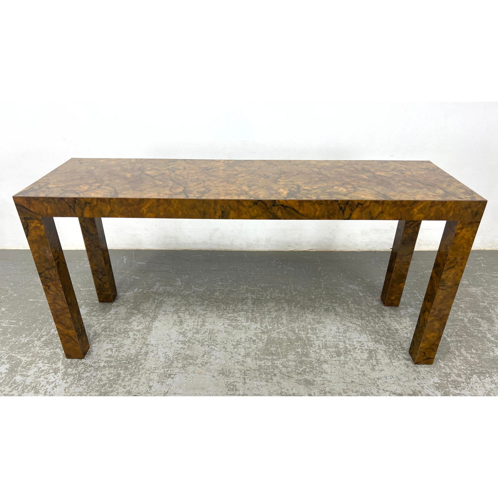 Faux Burl Laminate Parsons Table. Hall Console Table. (1 of 5)