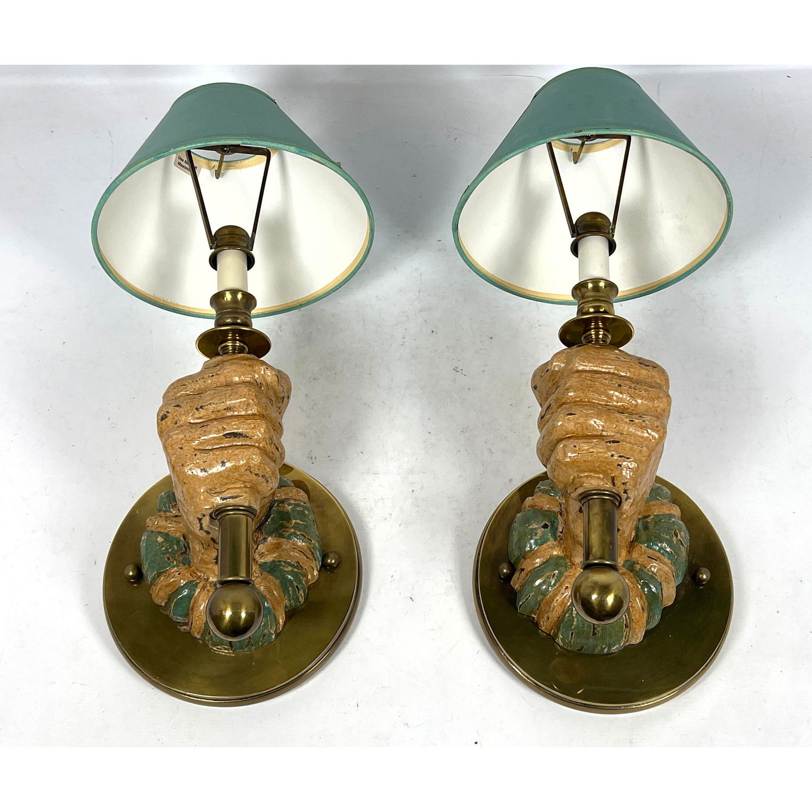 Hart Associate Wall Sconces, Hand torch form. Includes Mounting Hardware, and original Shades. (1 of 12)