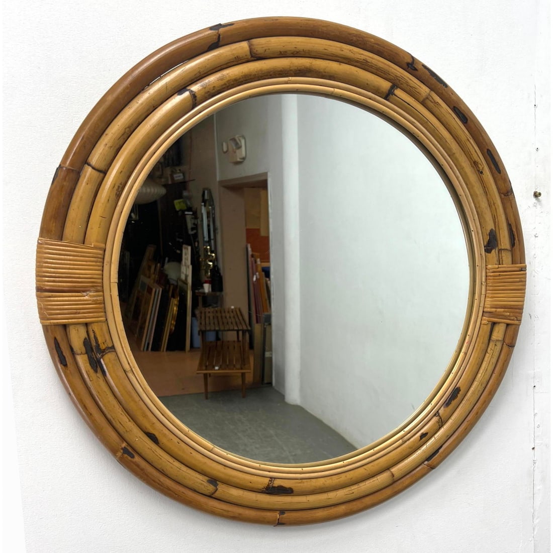 Decorator Bamboo and Rattan Wall Mirror. (1 of 4)