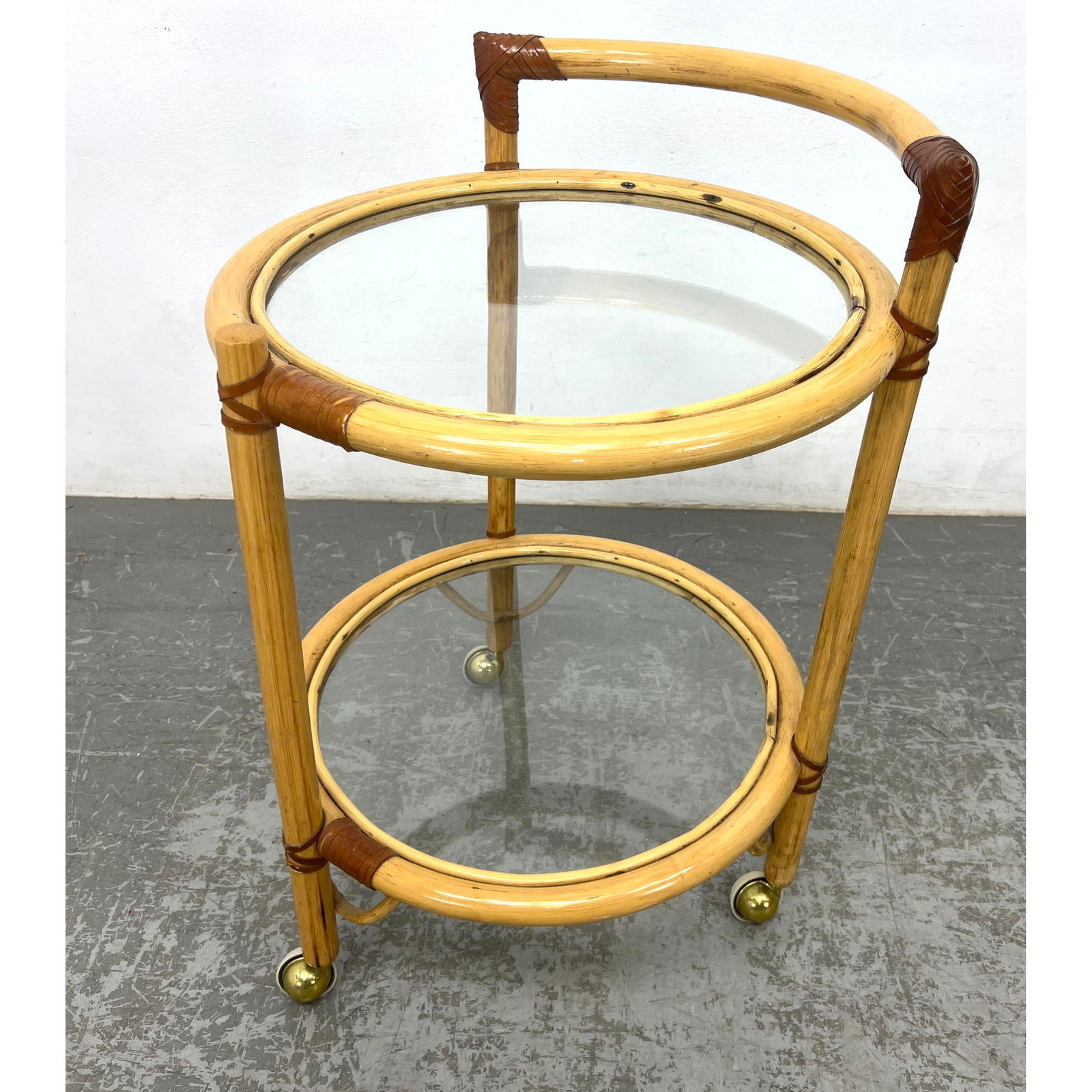 Vintage Bentwood Bamboo Glass Top Serving Bar Cart (1 of 6)