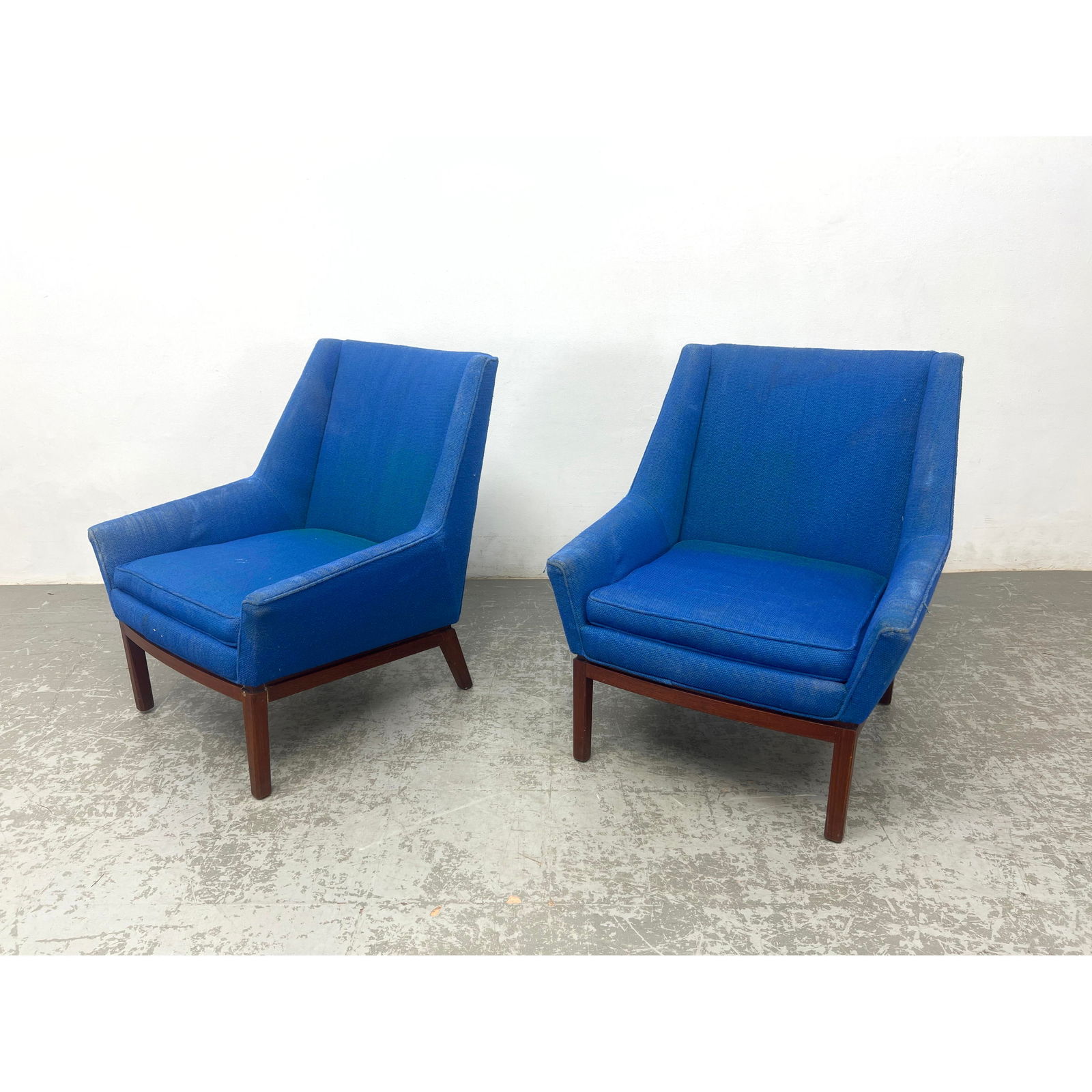 Pair Danish Modern Erik Kolling Andersen for Peder Pedersen "Prism" Teak Frame Lounge Chairs Denmark: Pair Danish Modern Erik Kolling Andersen for Peder Pedersen "Prism" Teak Frame Lounge Chairs Denmark Dimensions: Height: 30.5 inches, Width: 24 inches, Depth: 24 inches. - Seat Height: 16 inches --- -