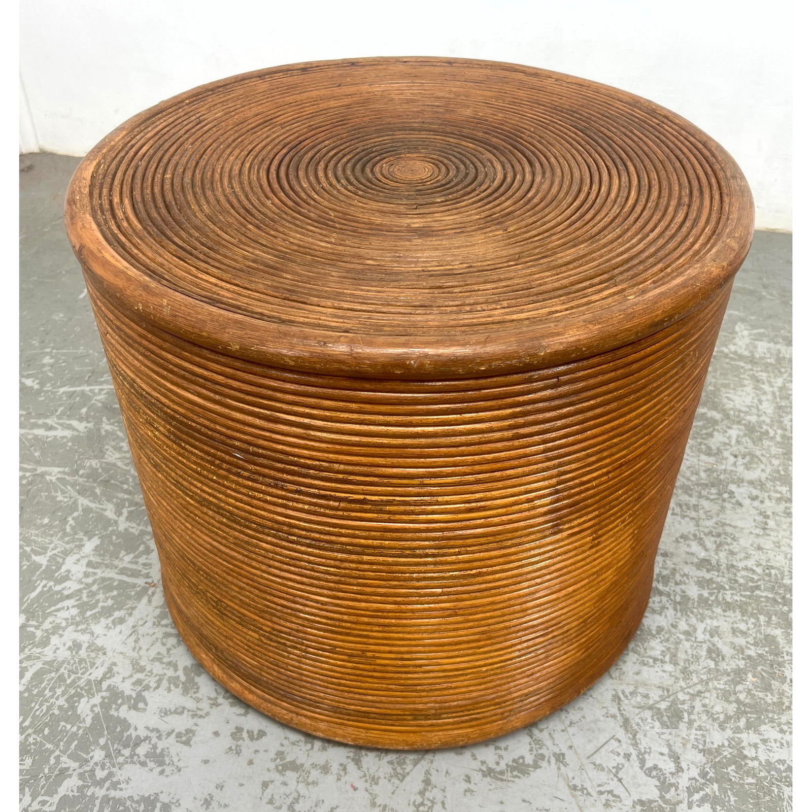 Round Pencil Reed table. Gabriela Crespi style. Unsigned. (1 of 6)